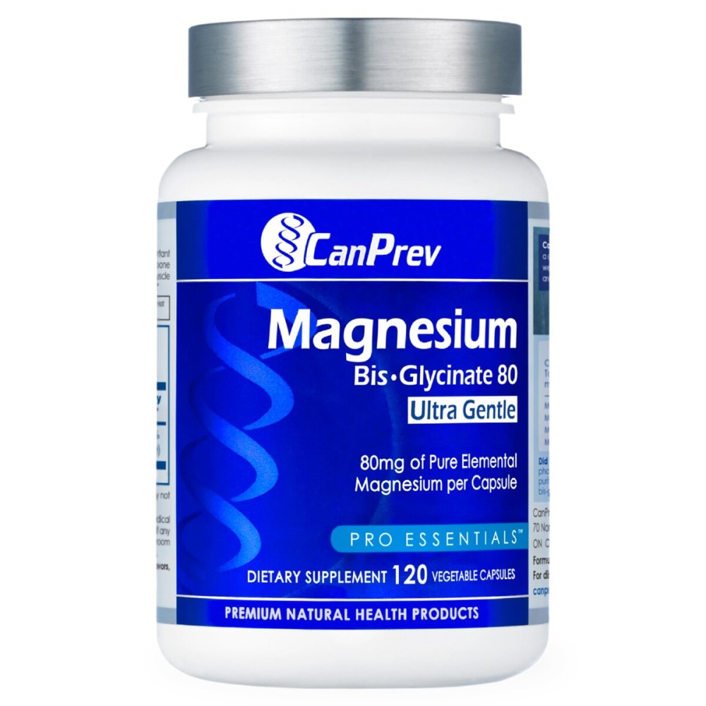 CanPrev Magnesium Biglycinate Chelated 80mg Ultra Gentle 120 V-Caps 120-Day Supply - Support Muscle Function, Bone Strength & Relaxation, Pure Magnesium Bisglycinate Formula, Promote Comfort & Balance