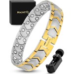 MagnetRX Ultra Strength Magnetic Bracelet - Effective Stainless Steel Metal Bracelets for Men - Adjustable Length with Sizing Tool for Perfect Fit (Silver & Gold)