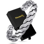 MagnetRX Copper Magnetic Bracelets - Effective Pure Copper Bracelet for Men and Women - Copper Cuff Adjustable Bracelet Bangles (Twisted Brushed Silver)