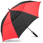 ZOMAKE Golf Umbrella Windproof, Extra Large Oversized Heavy Duty Double Canopy for Rain, Sports Games & Push Cart(62inch,Black,Red)