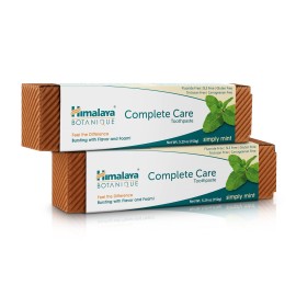 Himalaya Botanique Complete Care Toothpaste, Herbal, Mint Flavor, Fights Plaque, Freshens Breath, Fluoride Free, No Artificial Flavors, SLS Free, Cruelty Free, Foaming, 5.29 Oz, 2 Pack