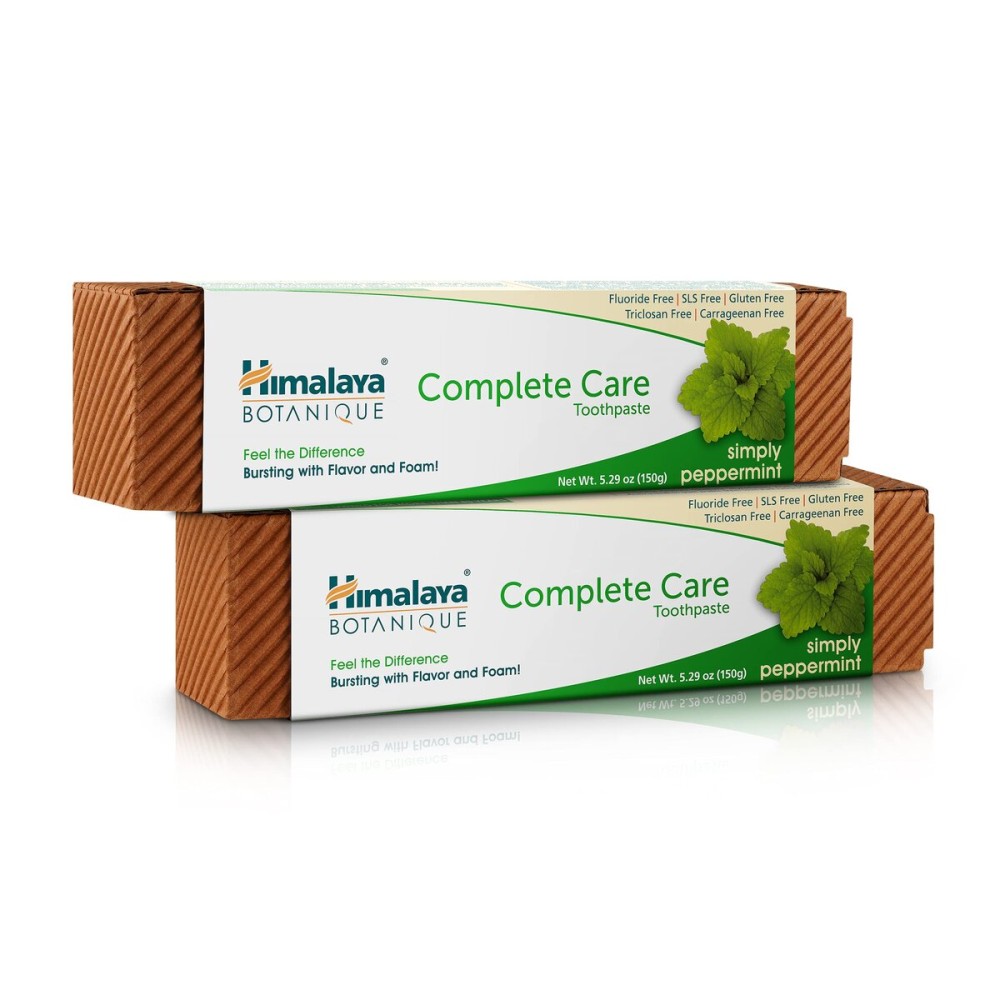 Himalaya Botanique Complete Care Toothpaste, Herbal, Peppermint Flavor, Fights Plaque, Freshens Breath, Fluoride Free, No Artificial Flavors, SLS Free, Cruelty Free, Foaming 5.29 Oz, 2 Pack