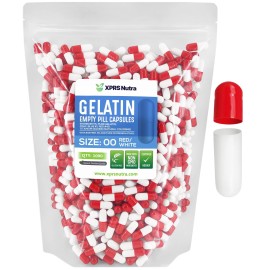 XPRS Nutra Size 00 Empty Capsules - 1000 Count Empty Gelatin Capsules - DIY Capsule Filling - Fillable Pill Gel Caps for Do-It-Yourself Supplements (Red/White)