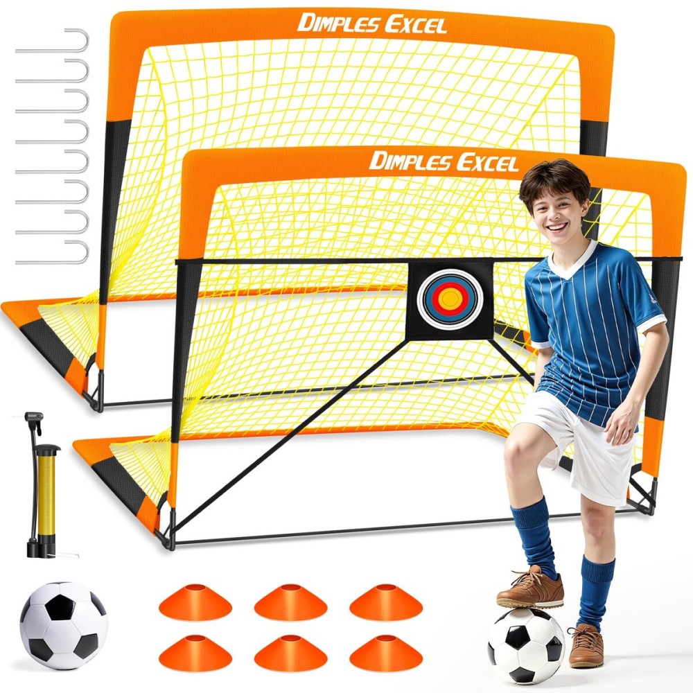 Dimples Excel Soccer Goals Kids Net for Backyard 7x5, 5x3.6, 4x3, 3x2.2 FT