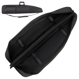 HUNTSEN Soft Double Shotgun Rifle Case 38 42 44 46 52 Long Gun Bag w/Padded Handle - Adjustable Sling Dual Lockable Zippers, Multiple Magazine Holder Pouches Outdoor Tactical Accessory Bags