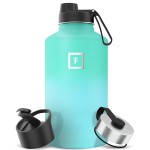 IRON FLASK Camping & Hiking Hydration Flask with Spout, Wide Mouth Insulated Stainless Steel Sports Water Bottle - 64 oz Sky