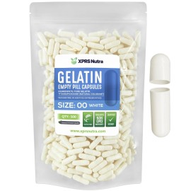 XPRS Nutra Size 00 Empty Capsules - 500 Count Empty Gelatin Capsules - DIY Capsule Filling - Fillable Pill Gel Caps for Do-It-Yourself Supplements (White)