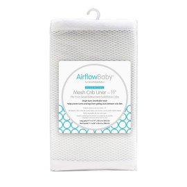 AirflowBaby Breathable Mesh Liner for Full-Size Cribs, 11H (28cm) Essential 2mm Mesh, White (Size 4FS Covers 3 or 4 Sides)