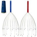 USAGA Head Massager Scalp Massager 20 Fingers Head Scratcher, Stocking Stuffers Gift for Scalp Body Relaxing (Red & Blue)