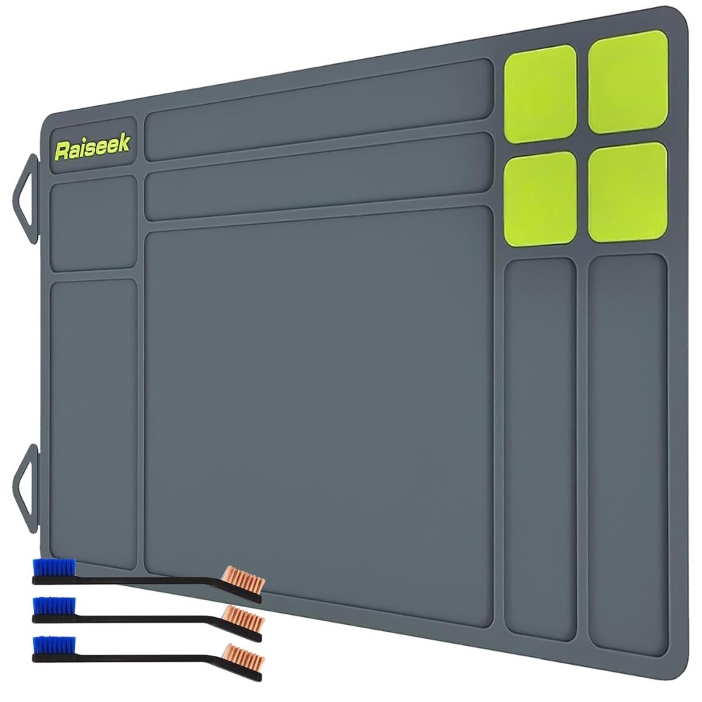 Raiseek Pistol Gun Cleaning Mat, Magnetic Gun Maintenance Mat,Anti-Slip Rubberized Pistol Gun Mat with Organizer Parts Tray,Protective Workbench Mat 15.9 x 9.8