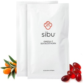 sibu Sea Buckthorn Omega-7 Softgels (60-Day Refill Sachet) - Supplement for Healthy Skin, Hair, Nails and Dryness