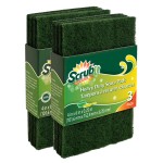 Scouring Pads - Heavy Duty Household Cleaning Scrubber with Non-Scratch Anti-Grease Technology - Reusable Scrubbing Pads - Green, 6 Pack