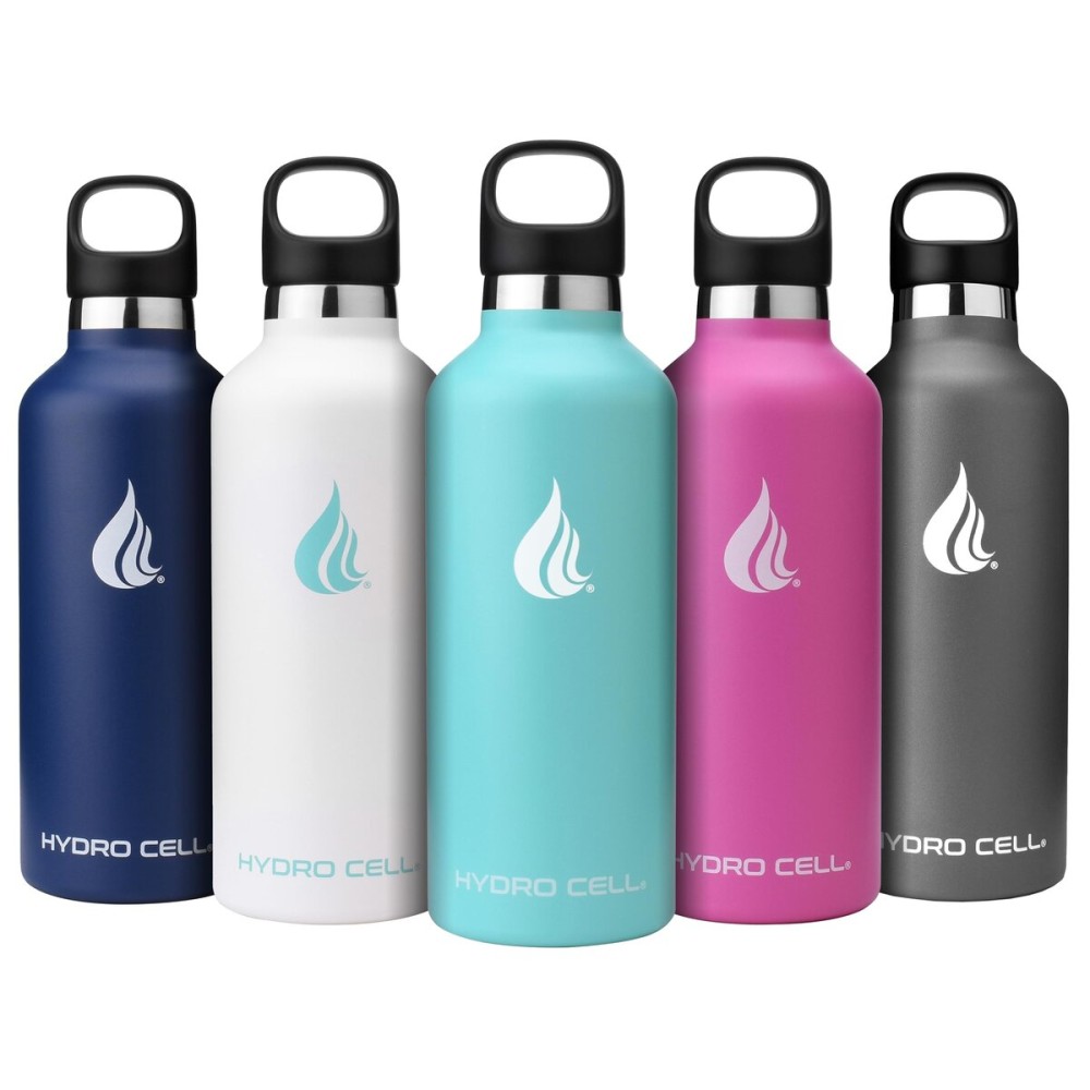 HYDRO CELL Stainless Steel Water Bottle with Straw & 2 Standard Mouth Lids (32oz 24oz 20oz 16oz) Keeps Liquids Hot or Cold w/Double Wall Vacuum Insulated Leak Proof Sport Design (Teal 32oz)