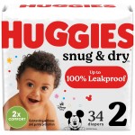 Huggies Size 2 Diapers, Snug & Dry Baby Diapers, Size 2 (12-18 lbs), 34 Count, Packaging May Vary