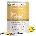 Sprout Living Epic Protein, Plant Based Protein & Superfoods Powder, Vanilla Lucuma Powder | 20 Grams Organic Protein Powder, Vegan, Non Dairy, Non-GMO, Gluten Free, Low Sugar (2 Pound, 24 Servings)