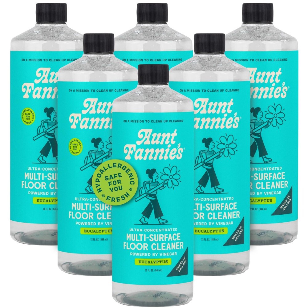Aunt Fannie\'s Ultra Concentrated Floor Cleaner Vinegar Wash, Multi-Surface Solution For Mopping, Makes 16 Gallons, Eucalyptus Scent, 32 oz. (Pack of 6)