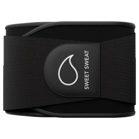 Sports Research Sweet Sweat Waist Trimmer Pro Series - Sweat Enhancing Fitness Belt for Women & Men - Adjustable Straps  Back & Core Support - Black (Med-Lrg)