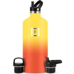 IRON FLASK Camping & Hiking Hydration Flask with Straw, BPA-Free Insulated Stainless Steel Sports Water Bottle - 64 oz Fire