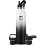 IRON FLASK Camping & Hiking Hydration Flask with Straw, BPA-Free Insulated Stainless Steel Sports Water Bottle - 24 oz Day & Night