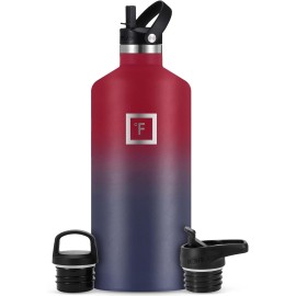 IRON FLASK Camping & Hiking Hydration Flask with Straw, BPA-Free Insulated Stainless Steel Sports Water Bottle - 64 oz Dark Rainbow