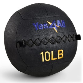 Yes4All Wall Ball, Soft Leather Weighted Iron Sand Ball for Dynamic Multifunctional Exercise, 10 LB + Target Sticker