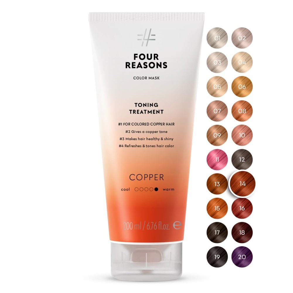 Four Reasons Color Mask - Copper - (27 Colors) Toning Treatment, Color Depositing Conditioner, Tone & Enhance Color-Treated Hair - Semi Permanent Hair Dye, Vegan and Cruelty-Free, 6.76 fl oz