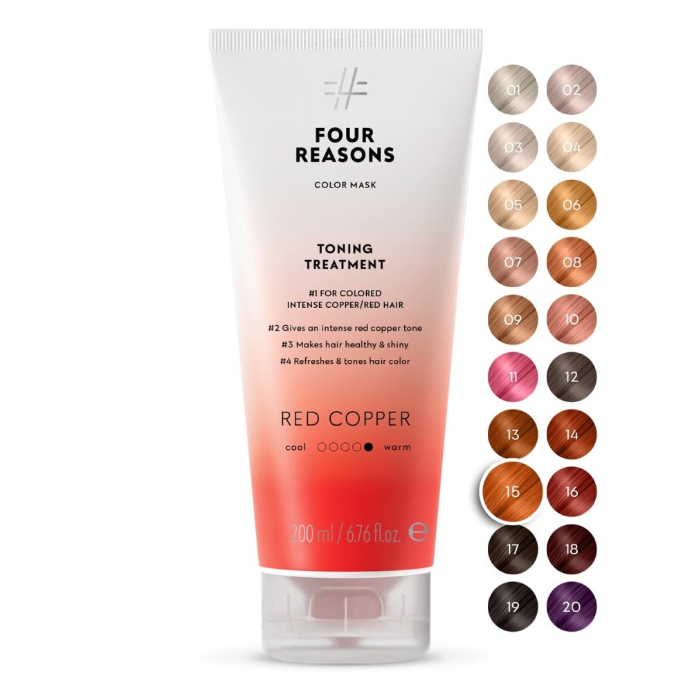Four Reasons Color Mask - Red Copper - (27 Colors) Toning Treatment, Color Depositing Conditioner, Tone & Enhance Color-Treated Hair - Semi Permanent Hair Dye, Vegan and Cruelty-Free, 6.76 fl oz