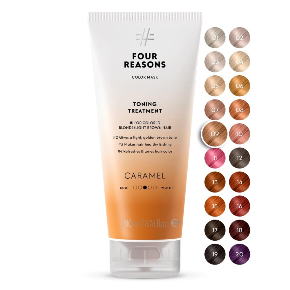 Four Reasons Color Mask - Caramel - (27 Colors) Toning Treatment, Color Depositing Conditioner, Tone & Enhance Color-Treated Hair - Semi Permanent Hair Dye, Vegan and Cruelty-Free, 6.76 fl oz