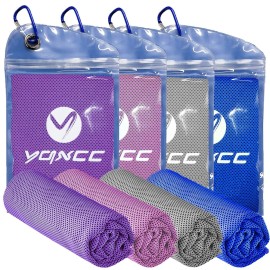 YQXCC Cooling Towels | 4 Pack 47x12 | Ice Cool for Neck | Microfiber Soft Breathable Chilly | for Yoga, Sports, Golf, Gym, Camping, Running, Fitness, Workout & More Activities