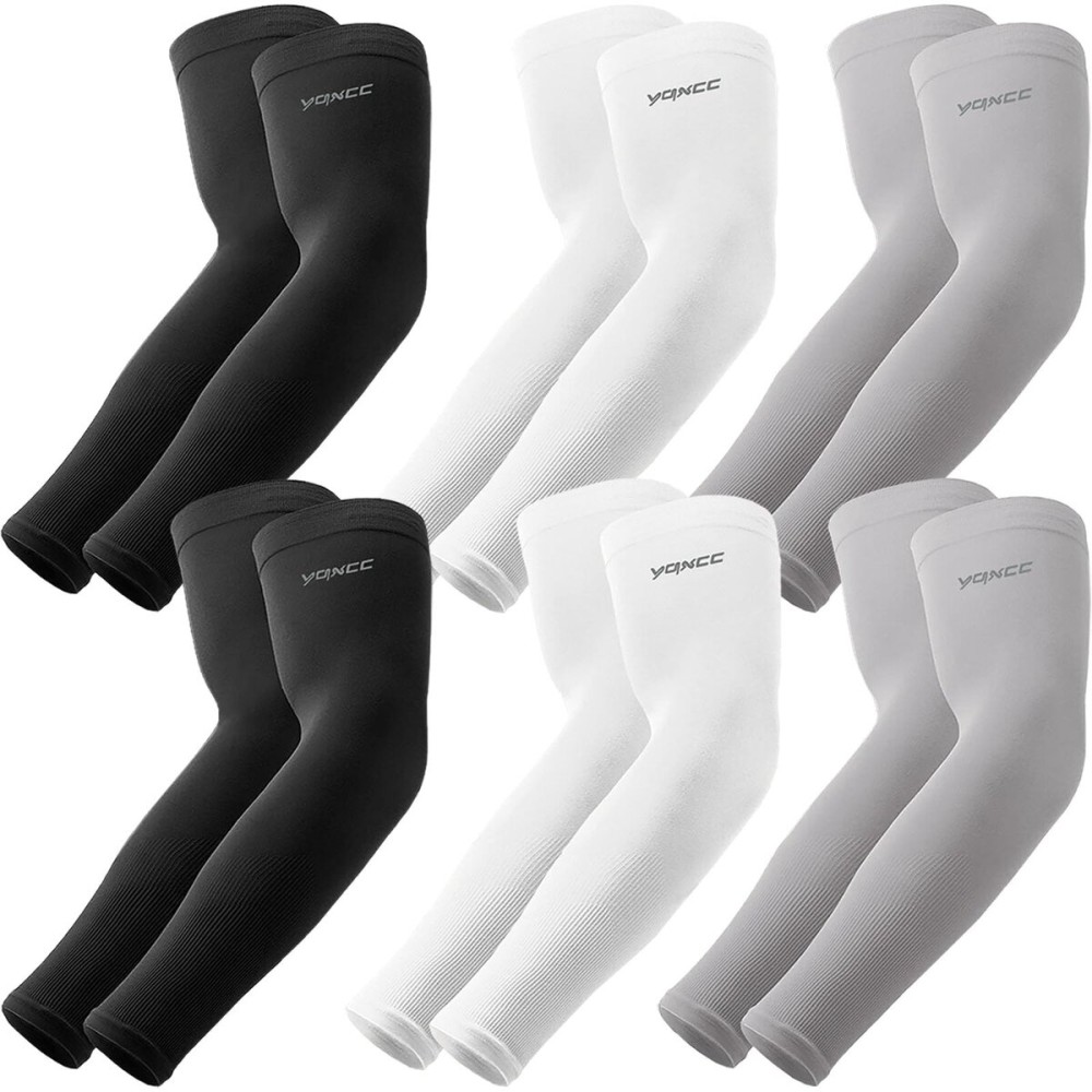 YQXCC 6 Pairs Arm Sleeves, Cooling UV Sun Protection Sports Compression Sleeves for Men Women, Golf Basketball Arm Sleeves