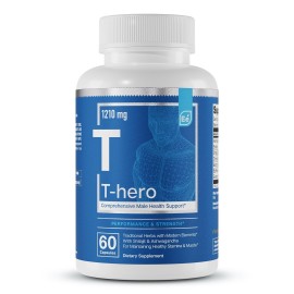 Essential Elements T-Hero - Daily Testosterone Support for Men - Promotes Vitality & Drive - with Ashwagandha, Shilajit, Boron, DIM - 60 Count - 30 Servings
