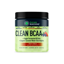 Clean BCAA - 2:1:1 Food Sourced BCAAs Powder & Coconut Water Electrolytes Recovery & Amino Energy Supplement - Award Winning Vegan Amino Acid Supplement - 30 Servings (30, Fruit Punch)