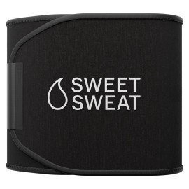 Sports Research Sweet Sweat Waist Trimmer \'Xtra-Coverage\' Belt | Premium Waist Trainer with more Torso Coverage for a Better Sweat! (Small) Black