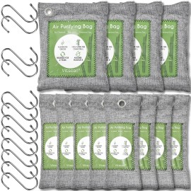 12 Pack Bamboo Charcoal Air Purifying Bag, Activated Charcoal Bags Odor Absorber, Moisture Absorber, Natural Car Air Freshener, Shoe Deodorizer, Odor Eliminators For Home, Pet, Closet (8x50g, 4x200g)