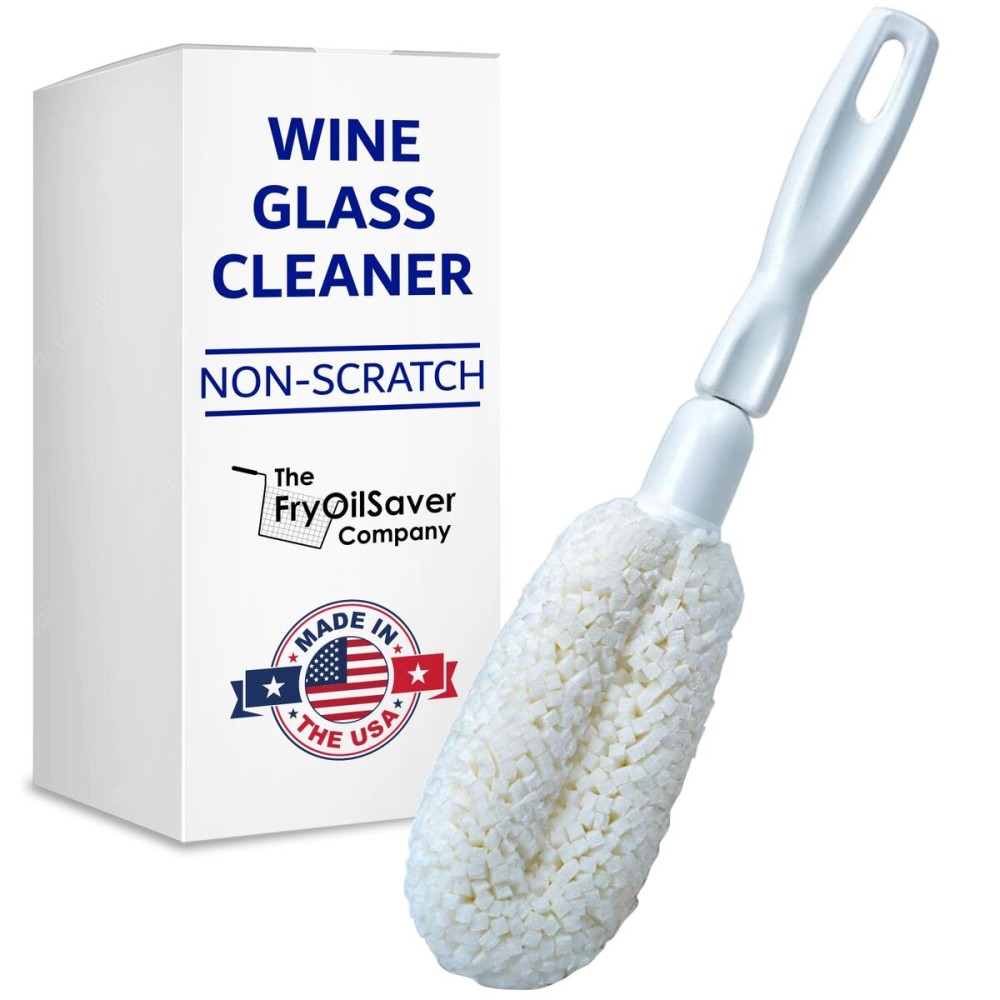Flute and Stemware Wine Glass Cleaning Brush - Dishwasher Safe, Non-Scratch Flute Cleaner for Crystal Glasses, Champagne Glass, Goblet, Wine Decanter - for Bar & Restaurant by FryOilSaver - B61C