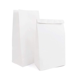 Paper Lunch Bags, Kslong 50pcs White Paper Bag 6Lb 6.1x3.9x11.8 Durable Kraft bags Grocery Bag Bakery Bread Sandwich bag Shopping Party Favor Gift Wrapping Bags Bulk(White 8)