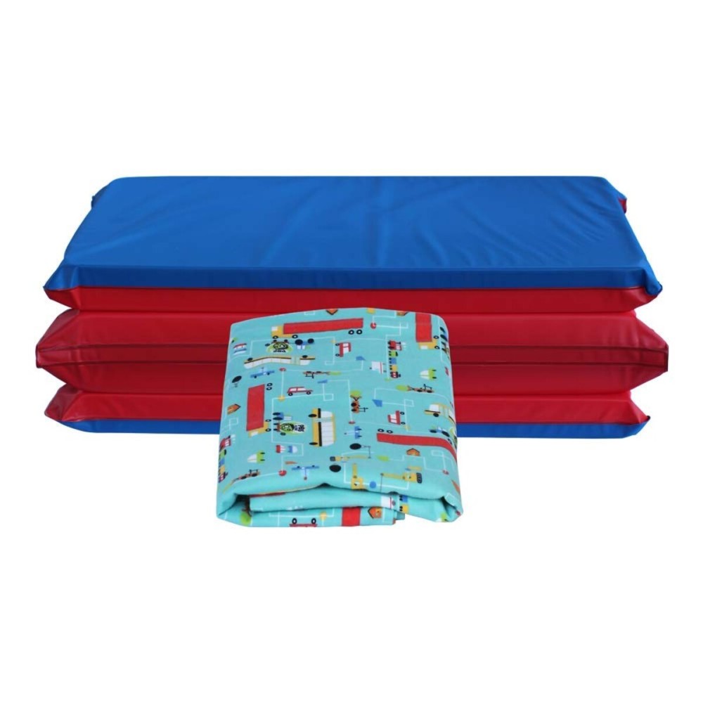 KinderMat 1.5 Thick + PBS Kids Kinderbundle - Washable Cover, Special Edition - Traffic JAM Design- Regular, Washable Sheet is 47 x 22, Value Bundle Great for Daycare & Family Households