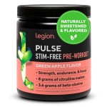 LEGION Pulse Pre Workout Supplement - All Natural Nitric Oxide Preworkout Drink to Boost Energy, Creatine Free, Naturally Sweetened, Beta Alanine, Citrulline, Alpha GPC (Caffeine Free Green Apple)