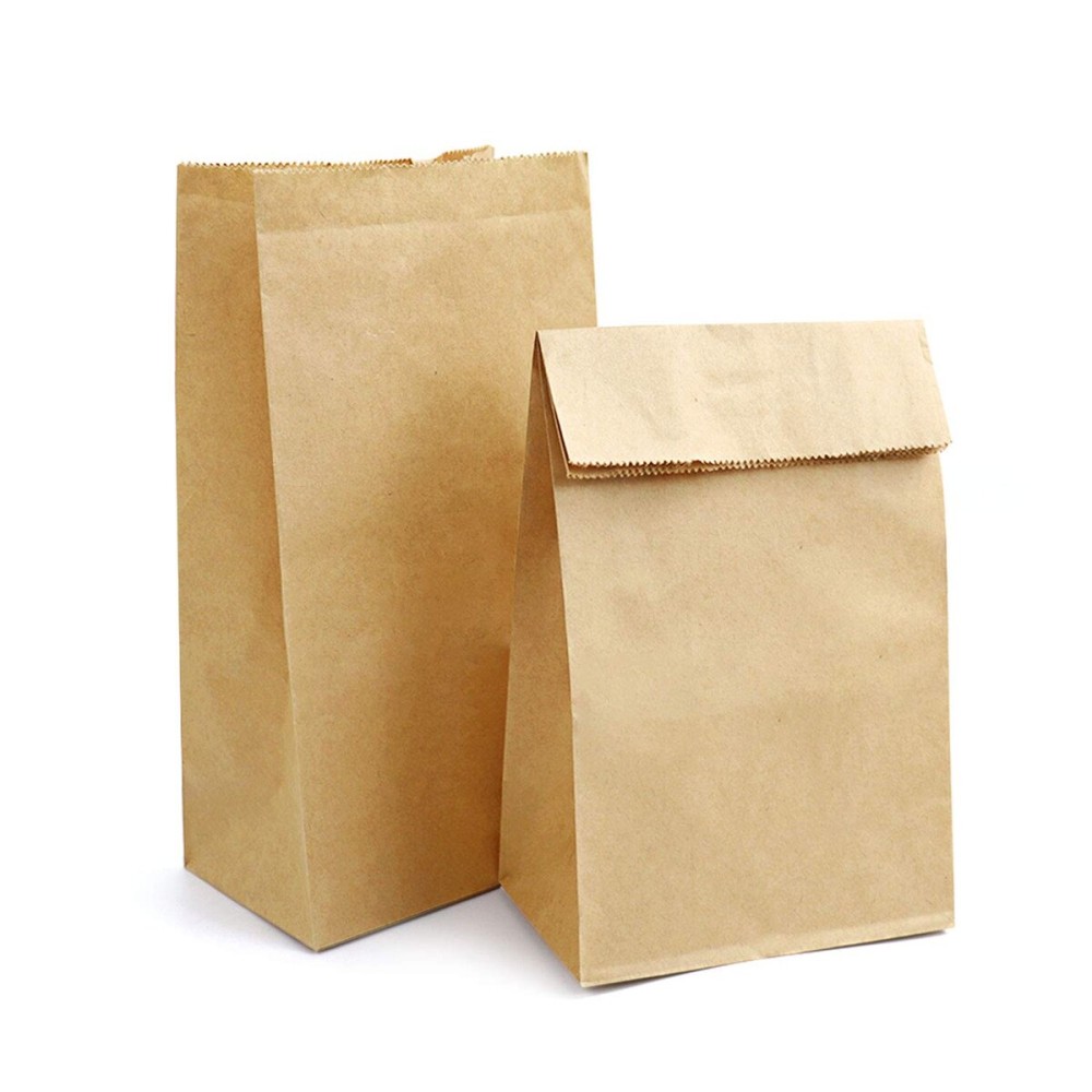 Brown Kraft Paper Bags, Kslong 50pcs Small Paper bags 4 Lb 5.1x3.1x9.4 Lunch Bag Grocery Bread Bag Snack bag Candy Popcorn Treat Bag Party Favor Gift Bag(Brown 4)