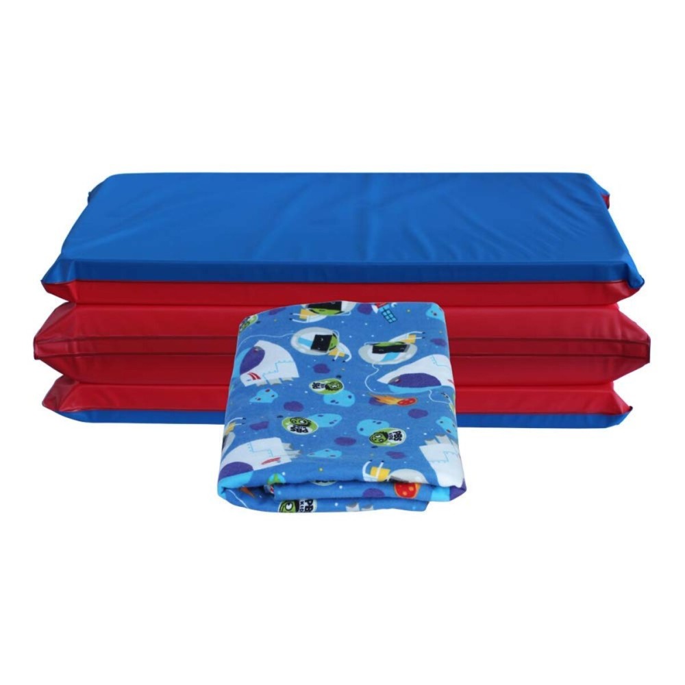 KinderMat 1.5 Thick + PBS Kids Kinderbundle - Washable Cover, Special Edition - Space Explorer - Regular, Sheet is 47 x 22, Value Bundle Great for Daycare & Family Households