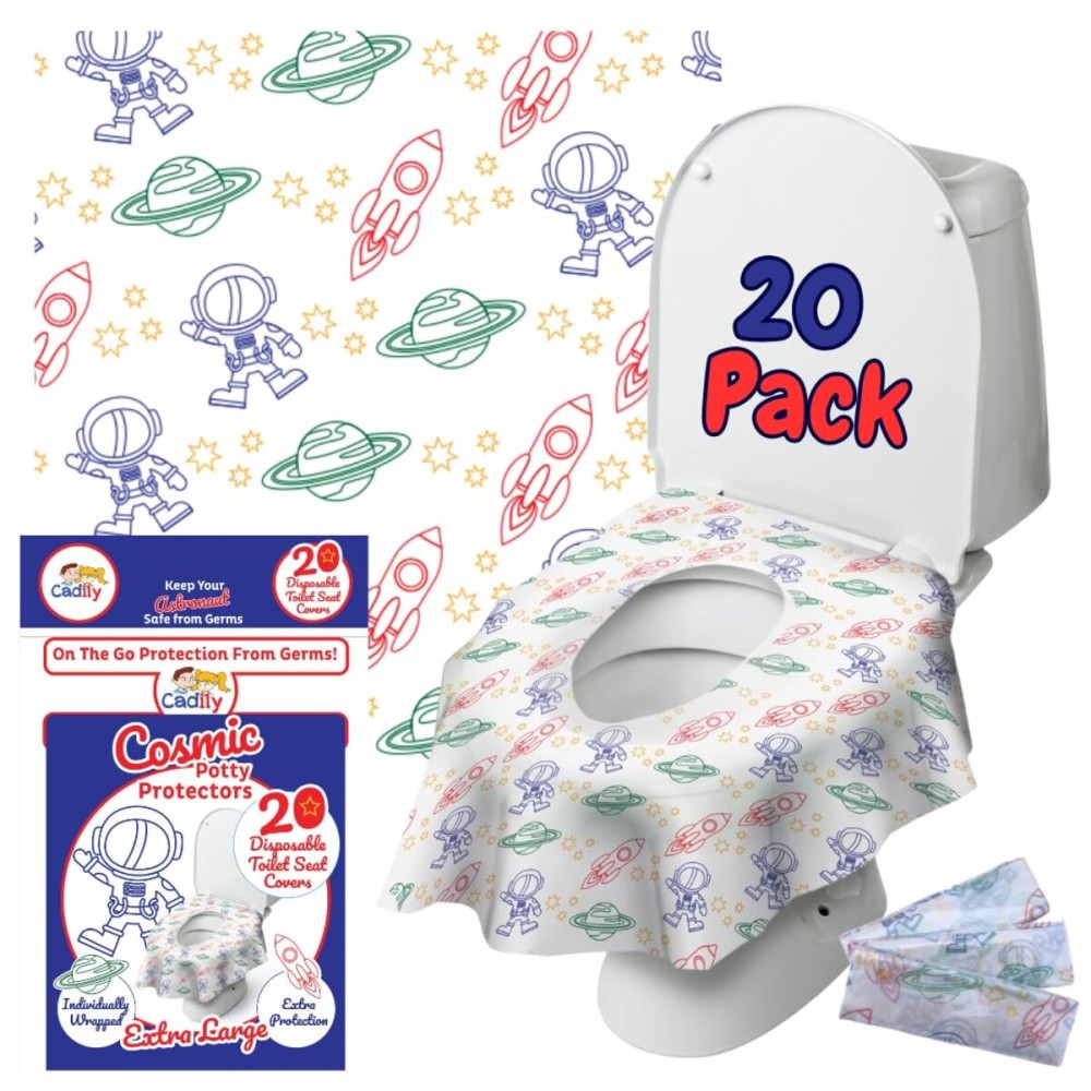 Astronaut Disposable Toilet Seat Cover for Kids, 20 pack, Waterproof and Individually Wrapped, XL Public Toilet Seat Covers Disposable Potty Liners for Toddlers Travel, Potty Training Essentials