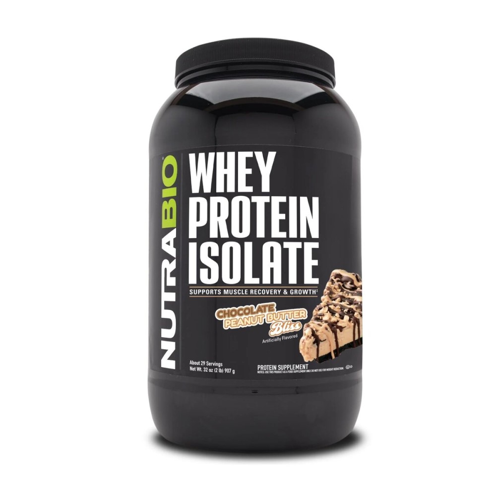 NutraBio 100% Whey Protein Isolate Protein Powder, 25g Protein with Complete Amino Acid Profile, Non-GMO, Soy & Gluten Free, Low Carb, Low Calorie Whey Protein Powder, Chocolate Peanut Butter, 2 Lbs