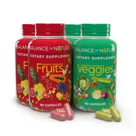 Balance of Nature Fruits & Veggies Supplements - Whole Fruit and Vegetable Ingredients for Women, Men, and Kids - 90 Fruits Capsules, 90 Veggies Capsules - 2 Sets