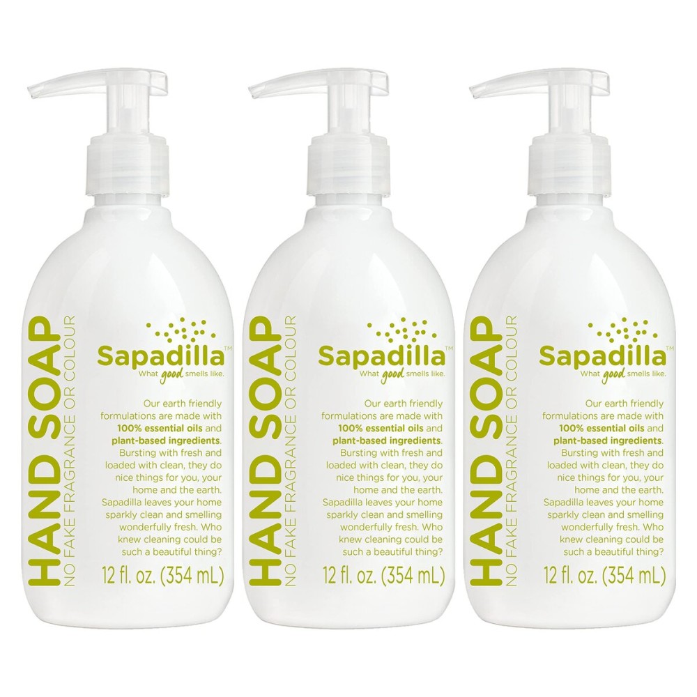 Sapadilla Liquid Hand Soap - Rosemary + Peppermint - Made with 100% Pure Essential Oil Blends, Cleansing & Moisturizing, Aromatic & Fragrant Hand Soap, Plant Based, Biodegradable, 12 Ounce (Pack of 3)