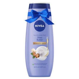NIVEA Nourishing Shea Butter Body Wash with Nourishing Serum, Moisturizing Body Wash for Women, Enriched Provitamin B5 and Vitamin E, 20 Fl Oz Bottle