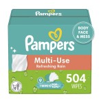 Pampers Baby Wipes Multi-Use Refreshing Rain 9X Pop-Top Packs 504 Count