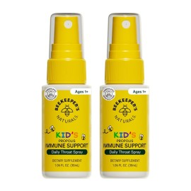 Beekeeper\'s Naturals Kids Propolis Throat Spray 95% Bee Propolis Extract - Natural Immune Support & Sore Throat Relief, Antioxidants & Gluten-Free, 1.06 oz (Pack of 2)