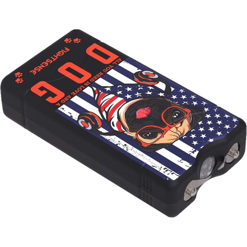 FIGHTSENSE Super Heavy Duty 35 Billion Mini Stun Gun for Self Defense with Bright Led Flashlight, Rechargeable Battery, Nylon Holsters with Belt Loop for Easy Cary (Dog)