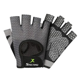 Spacepower Weight Lifting Gloves - Lightweight Breathable Gym Gloves for Women & Men (Large, Gray)