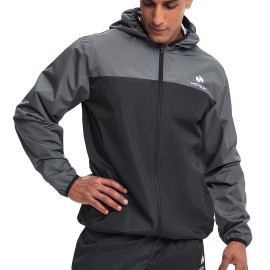 HOTSUIT Sauna Suit for Men Sweat Suits Gym Workout Exercise Sauna Jacket Zip, Gray, XL